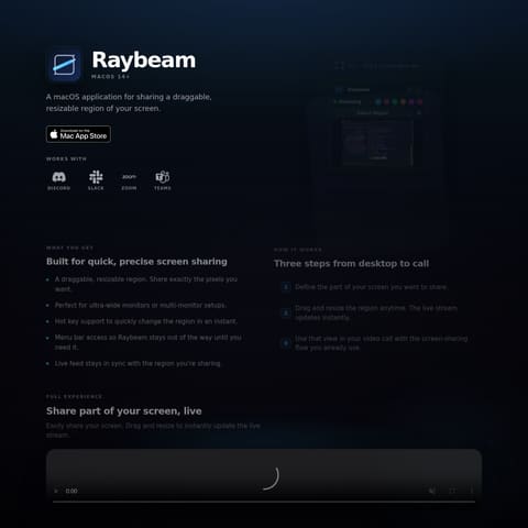 Raybeam product interface preview