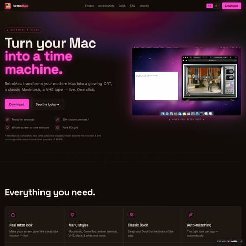 RetroMac product interface preview