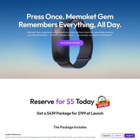 Memoket Gem product interface preview