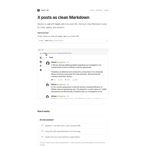 tweet.md product interface preview