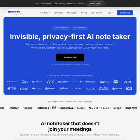 Bluedot 2.1 product interface preview