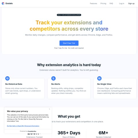 Exstats product interface preview