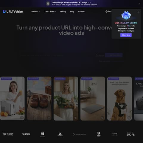 URL To Video product interface preview