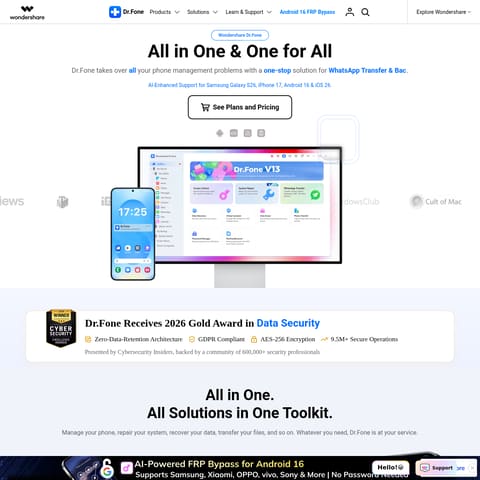 Wondershare Dr.Fone product interface preview