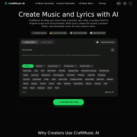 CraftMusic AI product interface preview