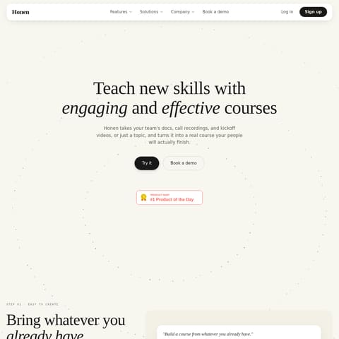 Honen product interface preview