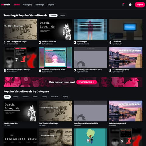 VNovels product interface preview