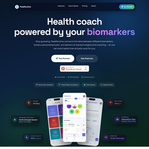 PeakRoutine product interface preview