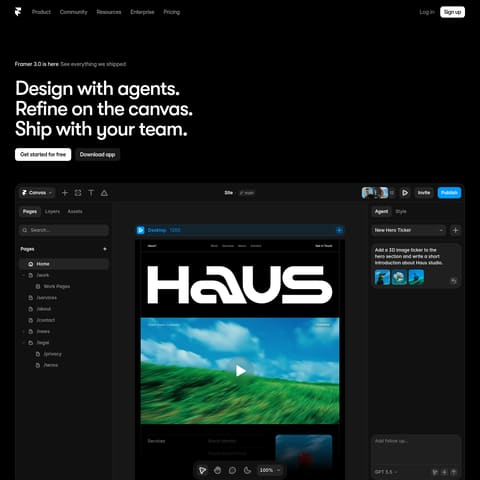 Framer 3.0 product interface preview