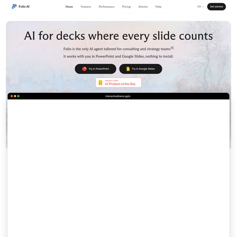 Folio AI product interface preview