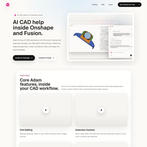 Adam CAD Copilot product interface preview