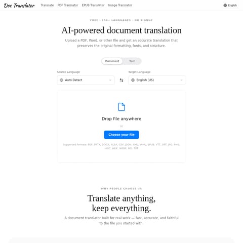 Doc Translator product interface preview