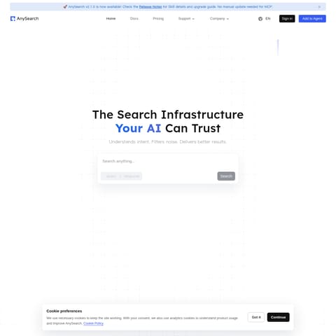 AnySearch product interface preview