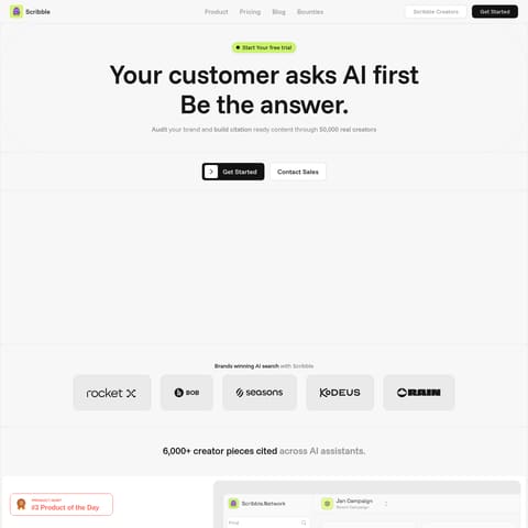 Scribble Network product interface preview