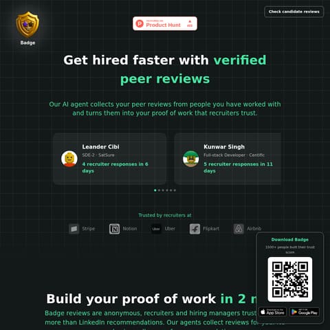 Badge product interface preview