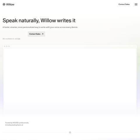 Willow Frontier Pro product interface preview