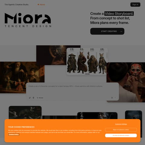 Miora product interface preview