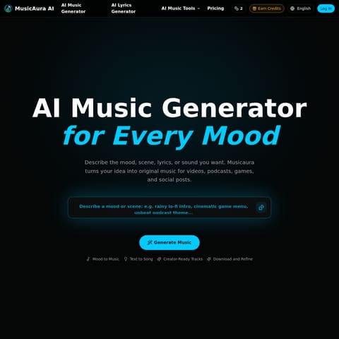 MusicAura AI product interface preview