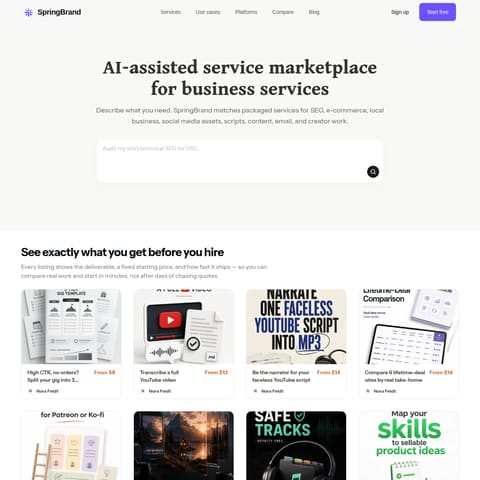SpringBrand — AI-Assisted Service Marketplace product interface preview