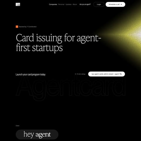 Agentcard for companies product interface preview