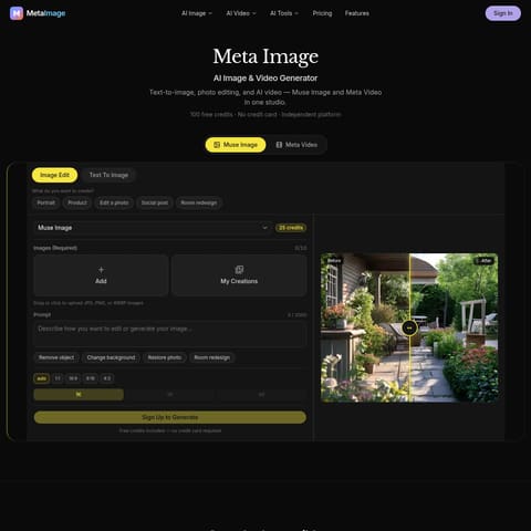 Meta Image product interface preview