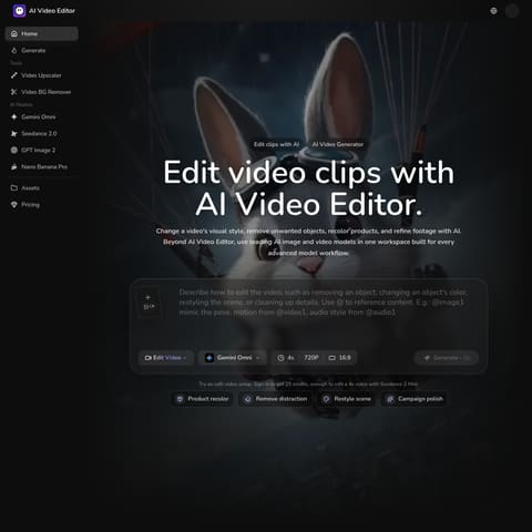 AI Video Editor product interface preview