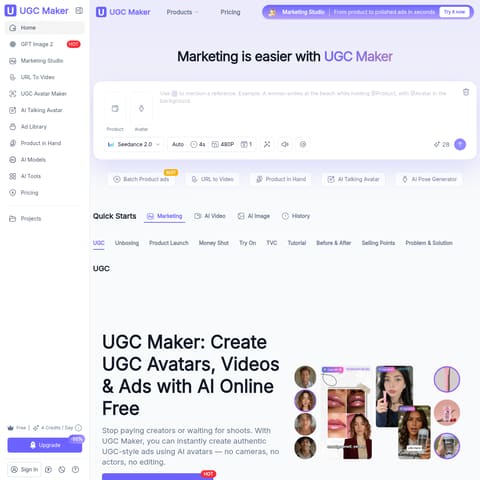UGC Maker product interface preview