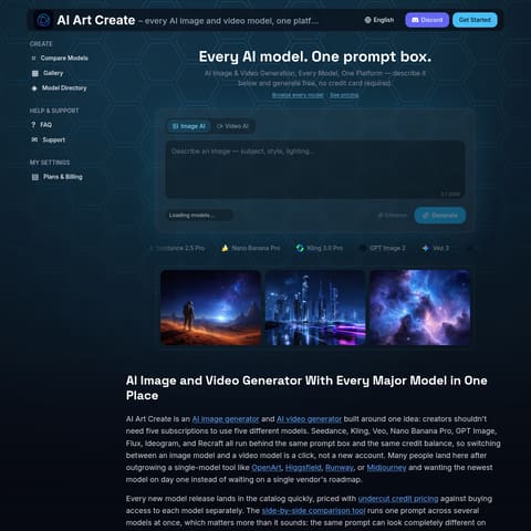 AI Art Create product interface preview