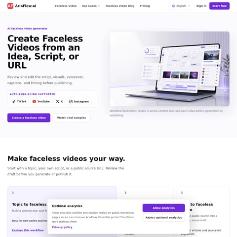 Ariaflow product interface preview