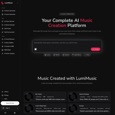 LumiMusic product interface preview