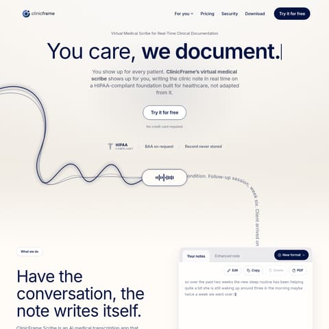 ClinicFrame product interface preview