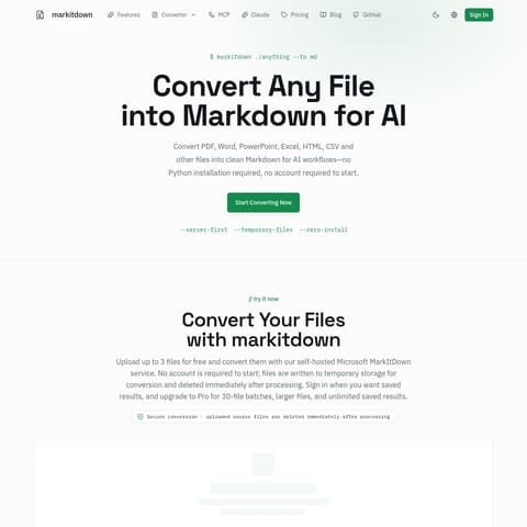 markitdown product interface preview