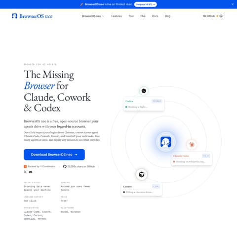 BrowserOS neo product interface preview