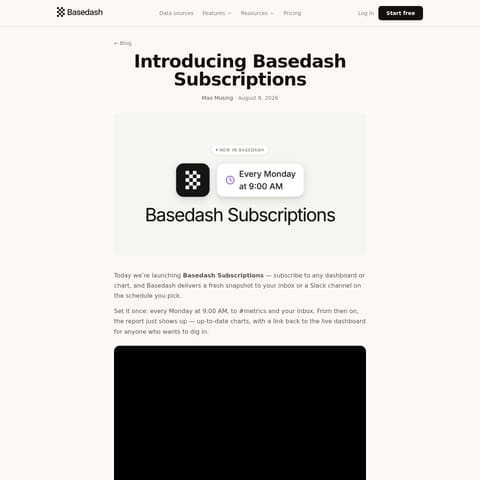 Basedash Subscriptions product interface preview