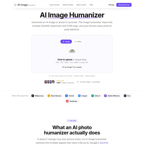 AI Image Humanizer product interface preview