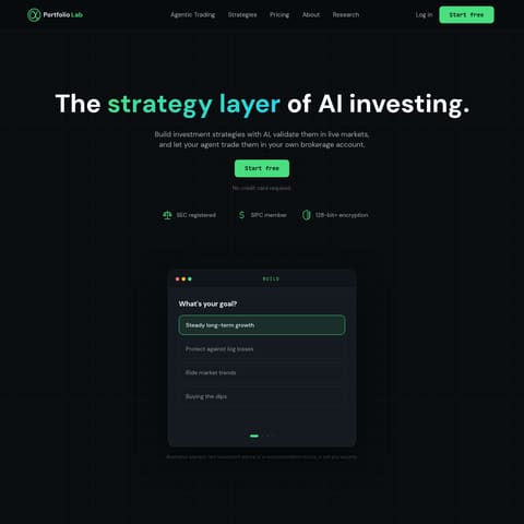 Portfolio Lab product interface preview