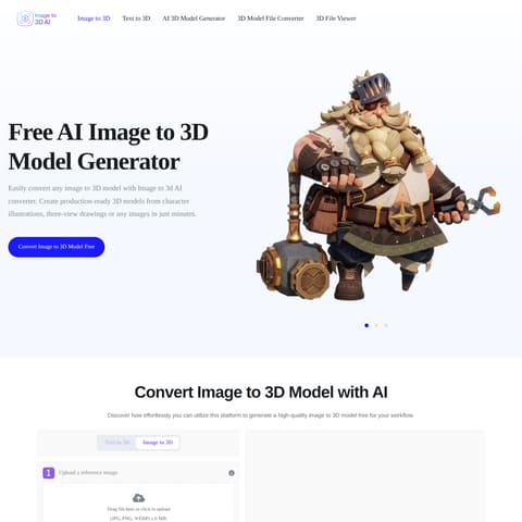 Image to 3D AI product interface preview