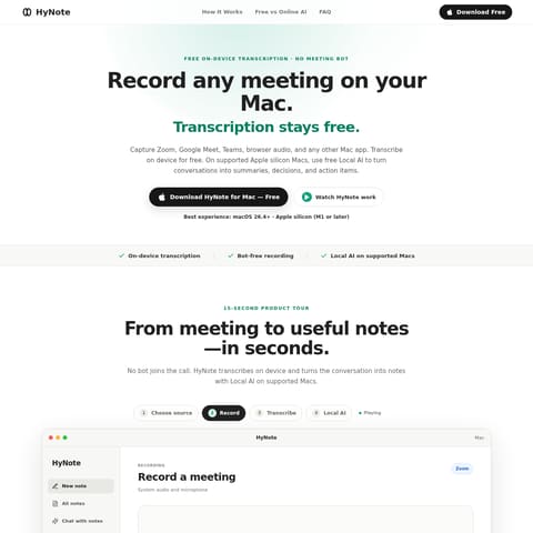 HyNote for Mac product interface preview