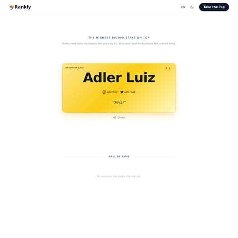 Rankly product interface preview