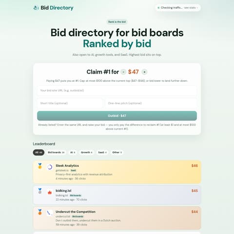 Biddirectory product interface preview