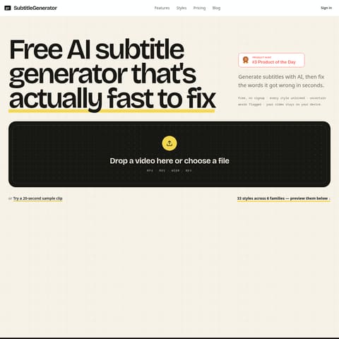 SubtitleGenerator product interface preview