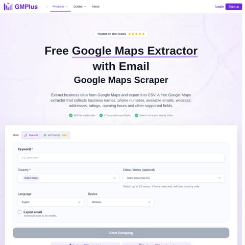 Free Google Maps Extractor- GMPlus product interface preview