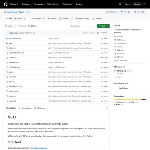 Neo product interface preview