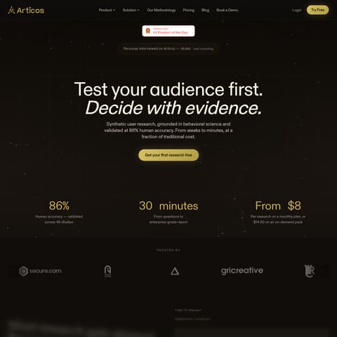 Articos product interface preview