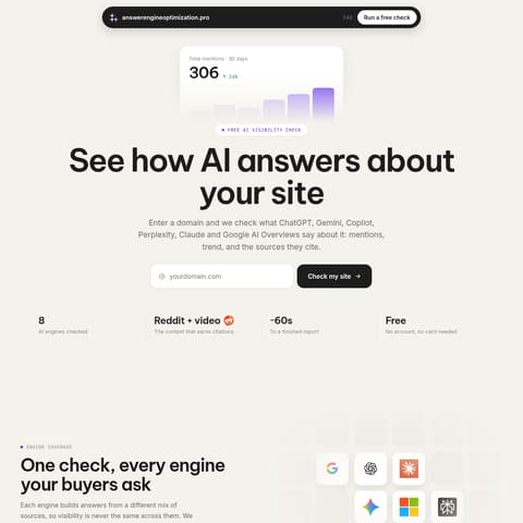 Answer Engine Optimization product interface preview