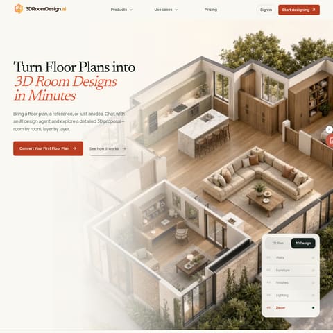 3D Room Design product interface preview