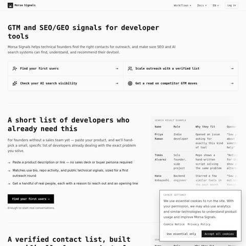 Morsa Signals product interface preview