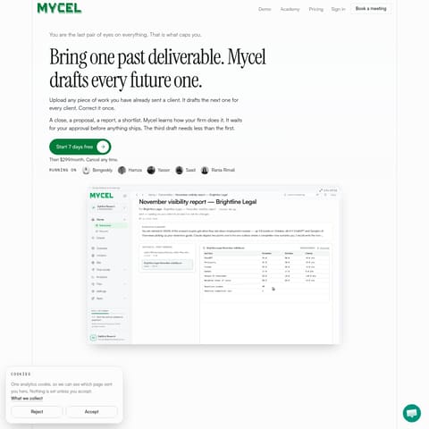 Mycel product interface preview