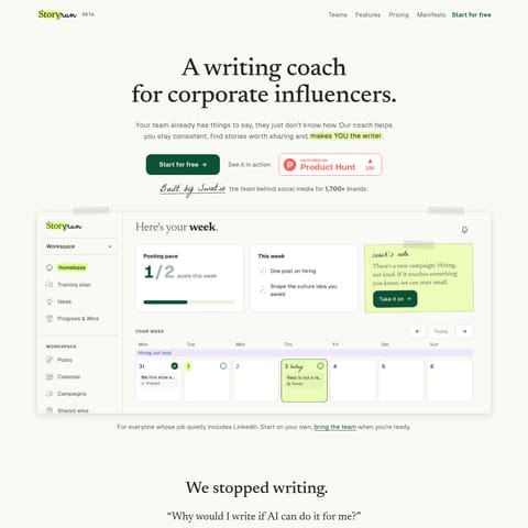 thestory.run product interface preview