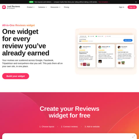 JustReviews by Elfsight product interface preview